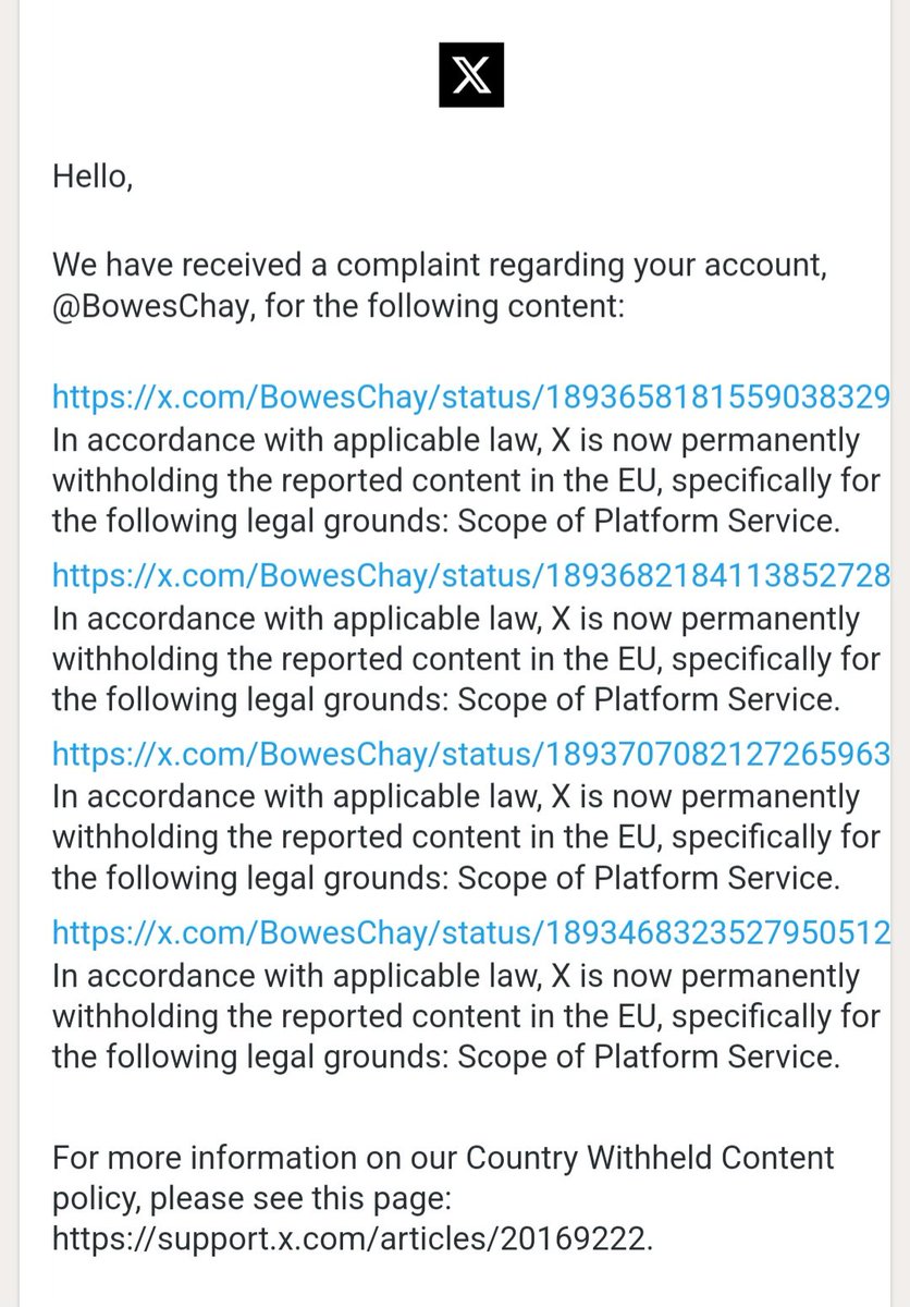BowesChay's tweet image. Hey @elonmusk 

Looks like the EU is attempting to silence me. 

Is this ok with you?