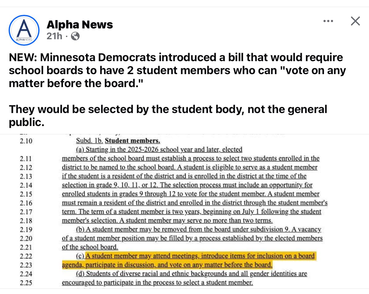 JoOlson74683375's tweet image. ⁦@mnhouseDFL⁩ ⁦@mnhousegop⁩ this is a waste of time and money.  We don’t let people vote until they are 18. Why would we allow minors to decide school policies?  We shouldn’t allow them to mutilate themselves either.  Their brains are not fully developed. #learnfirst
