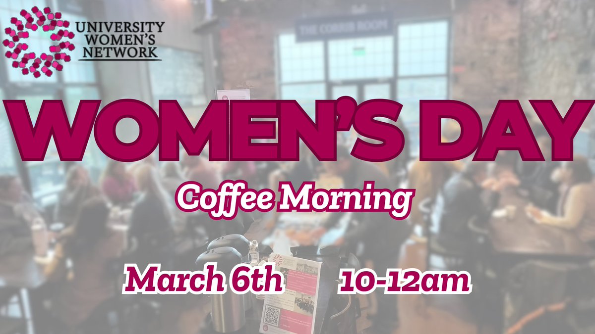 GalwayUWN's tweet photo. Celebrate #IWD2025 with us! 🌸
Join the University Women's Network Coffee Morning!
📅 March 6th
🕘 10-12 am
📍 Corrib Room, College Bar - SULT
Connect, share, and enjoy refreshments &amp; beautiful harmonies from the UniSingers choir! 🎶

 #InternationalWomensDay #EDI #GalwayEDI https://t.co/s7puLNh9EC