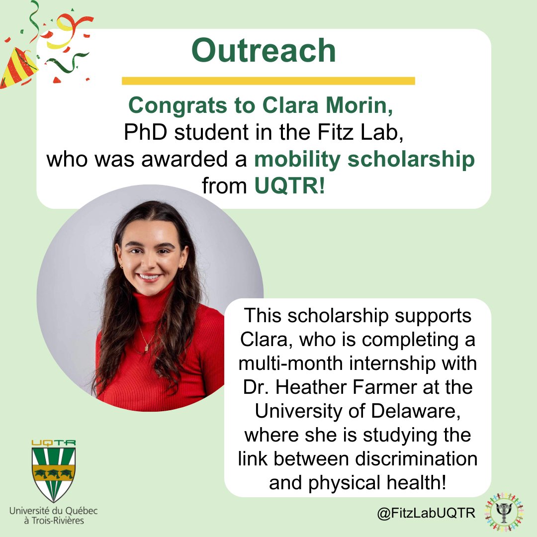 Fitz Lab (@fitzlabuqtr) on Twitter photo 🌎 FitzLab abroad!
Our graduate student <a href="/clara_morin31/">clara morin</a> is currently at the University of Delaware in the U.S. for a research internship. In Dr. Heather Farmer's lab, she is studying the relationship between discrimination and Americans' physical health.
<a href="/fiusmm/">Fondation IUSMM</a>
<a href="/MIWI_Training/">MIWI</a> 🌎 FitzLab abroad!
Our graduate student <a href="/clara_morin31/">clara morin</a> is currently at the University of Delaware in the U.S. for a research internship. In Dr. Heather Farmer's lab, she is studying the relationship between discrimination and Americans' physical health.
<a href="/fiusmm/">Fondation IUSMM</a>
<a href="/MIWI_Training/">MIWI</a>