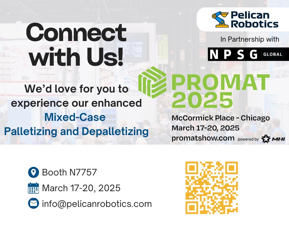 🤖 We’re thrilled to be part of ProMat 2025!

We’re proud to partner with NPSG Global to showcase our mixed-case palletizing and depalletizing solutions.

📍 Booth N7757