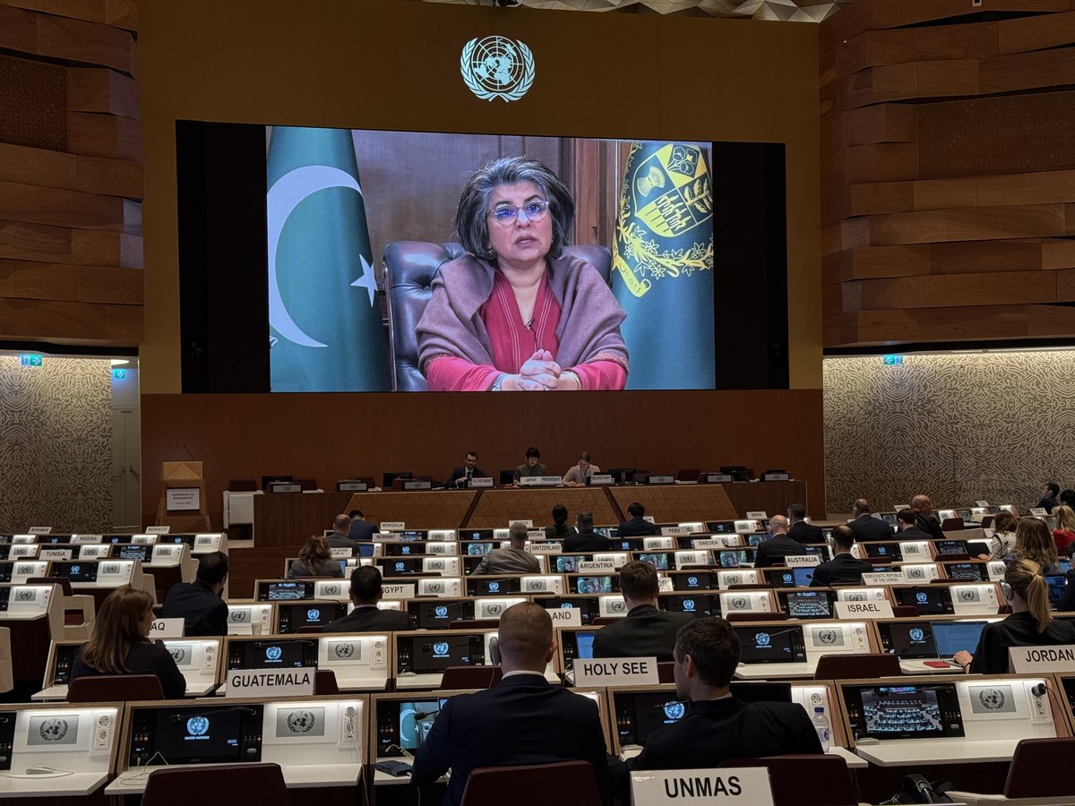 Pakistan Mission Geneva (@pakun_geneva) on Twitter photo During high-level segment of Conference on Disarmament (CD), Foreign Secretary <a href="/amnabaloch4/">Amna Baloch</a> took stock of prevailing global & regional security trends; outlined Pakistan’s priorities on the arms control & disarmament agenda.
She highlighted three urgent risks demanding CD’s During high-level segment of Conference on Disarmament (CD), Foreign Secretary <a href="/amnabaloch4/">Amna Baloch</a> took stock of prevailing global & regional security trends; outlined Pakistan’s priorities on the arms control & disarmament agenda.
She highlighted three urgent risks demanding CD’s