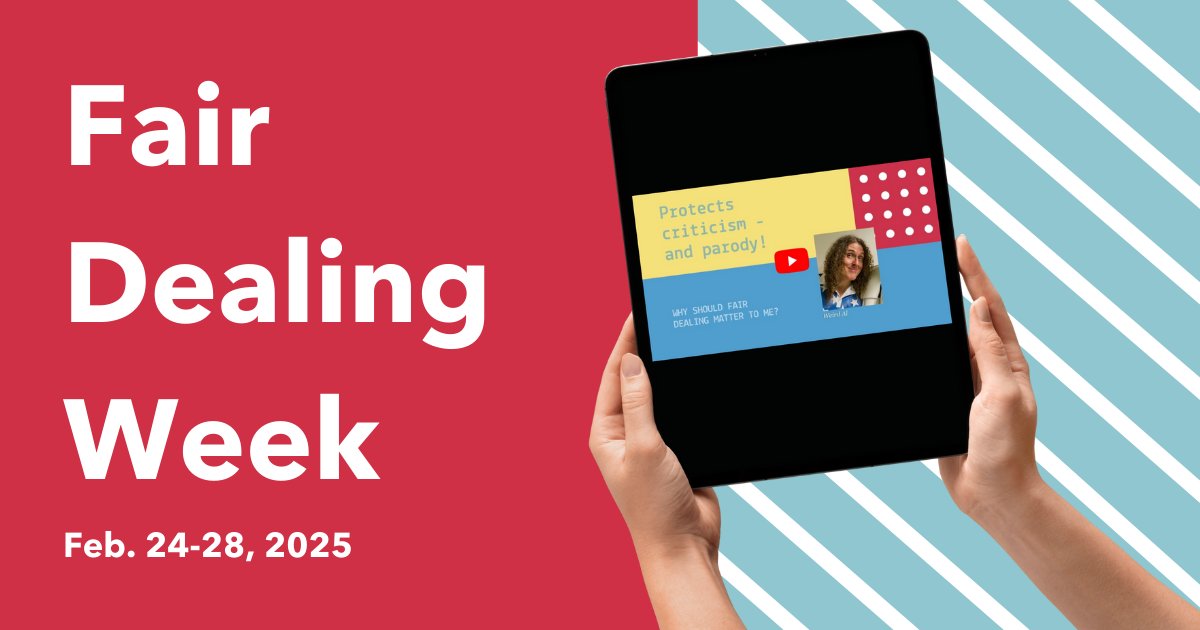 February 24-28 is #FairDealingWeek. Celebrate with us by watching our video on what fair dealing is and why it matters to students and educators across Canada ➡️ bit.ly/41uZRdP