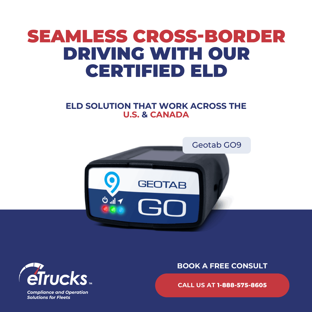 eTrucksIFTA's tweet image. Drive seamlessly across the US and Canada without the stress of compliance issues!

Switch to our certified ELD partner, Geotab, and ensure accurate logs for both countries—no more border confusion or violations.

#eTrucks #ELDSolution #FleetManagement #Telematics
