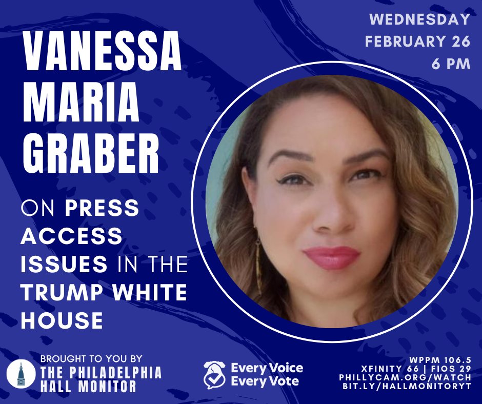 The Philadelphia Hall Monitor (@hallmonitorwppm) on Twitter photo What's happening with reporters at Trump's White House? Correspondent <a href="/newsjawn/">Vanessa Maria Graber</a> brings us the latest this Wednesday at 6. What's happening with reporters at Trump's White House? Correspondent <a href="/newsjawn/">Vanessa Maria Graber</a> brings us the latest this Wednesday at 6.
