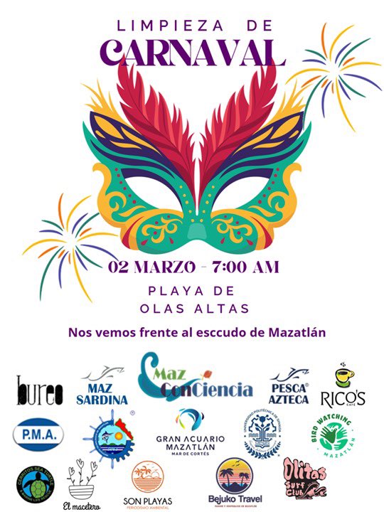 ¡Buenas noticias! El Gran Acuario Mazatlán ofrece entradas 2x1, y Rico’s Café regala una bebida a los voluntarios, como cada primer domingo del mes.
Agradecemos la valiosa colaboración de estas empresas que, junto a nosotros, trabajan por océanos más saludables 
⭐️🥰⭐️🥰⭐️