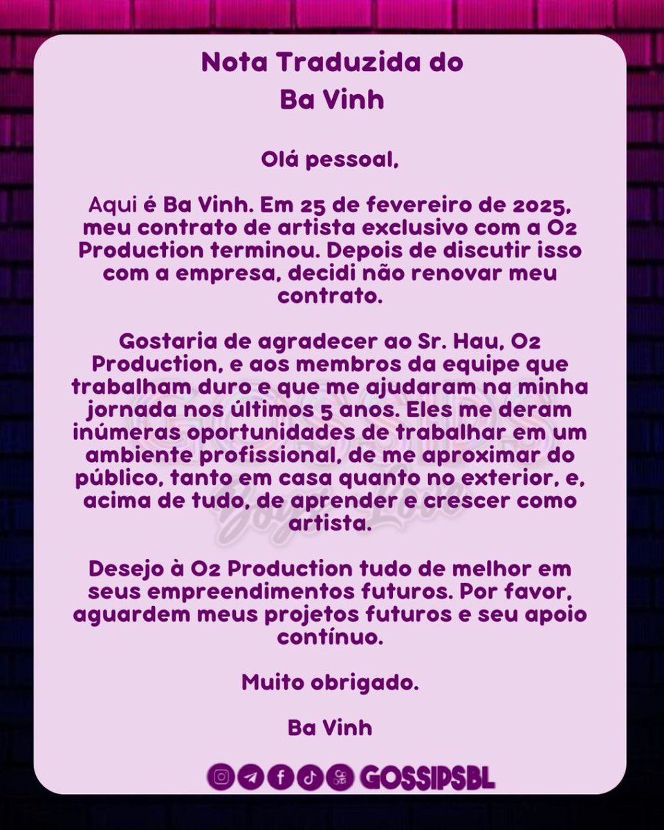 gossips_bl's tweet image. O ator vietnamita #BaVinh divulgou em suas redes sociais que seu contrato com a O2 Production finalizou e que não será renovado.
Foram 5 anos atuando pela empresa, onde acumulou os projetos de maior sucesso no BL do Vietnã, tornando-se referência no país.