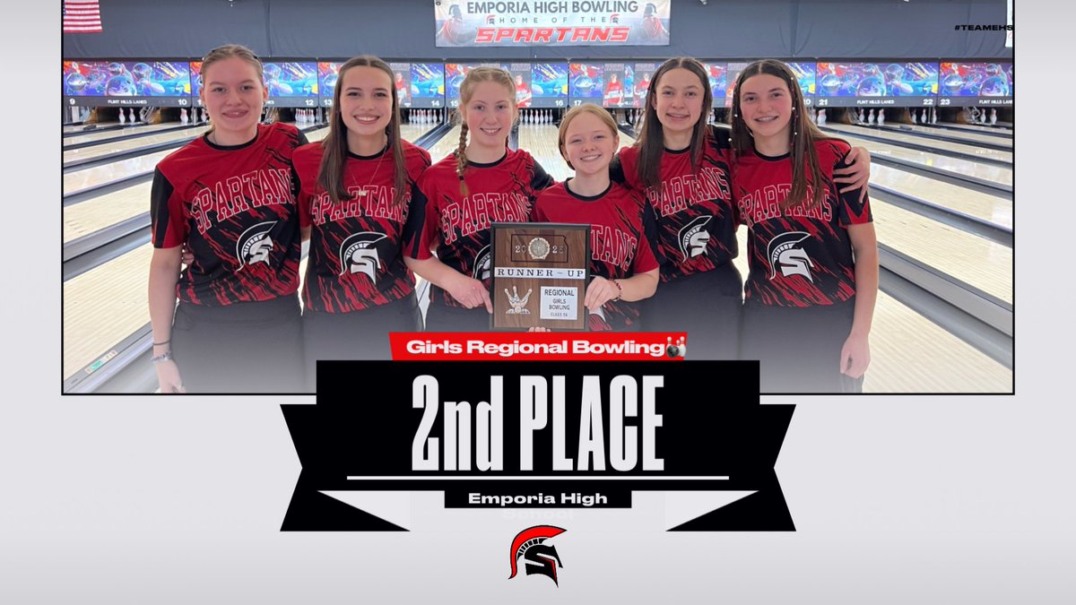 EhighAthletics's tweet photo. Congratulations to our girls’ bowling team for finishing 2nd at regionals and punching their ticket to state! Wichita, here we come! #RollingToState #GoEHS #SpartanPride https://t.co/6pT6La2LMc