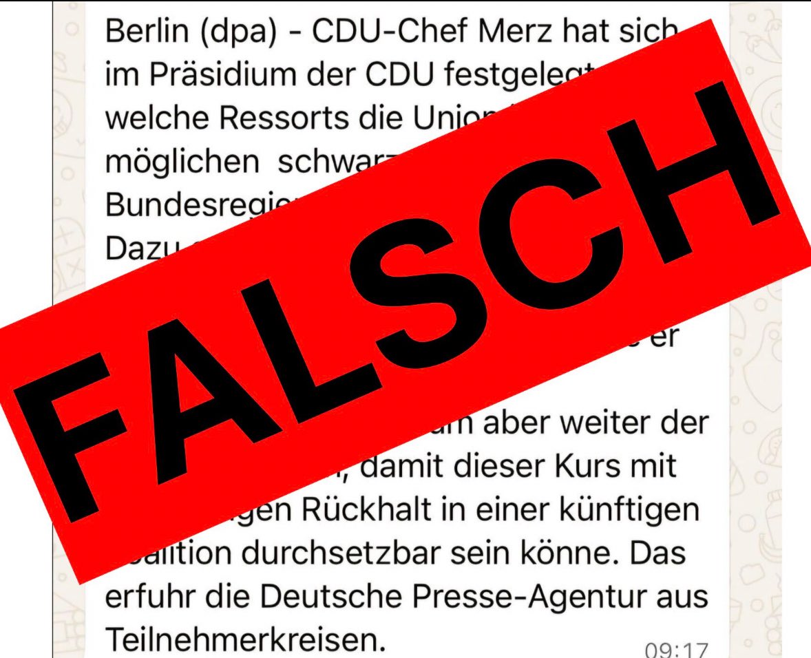 Julius Betschka (@juliusbetschka) on Twitter photo Wow. Eine angebliche dpa-Meldung aus dem Präsidium der CDU gestern (schon das hatte mich sehr gewundert), war offenbar ein kompletter Fake. Zum Schaden von Friedrich Merz und der dpa. Gesprochen hat die halbe Partei drüber, Journalisten auch. Via <a href="/es_be_er/">Sebastian Raabe</a> Wow. Eine angebliche dpa-Meldung aus dem Präsidium der CDU gestern (schon das hatte mich sehr gewundert), war offenbar ein kompletter Fake. Zum Schaden von Friedrich Merz und der dpa. Gesprochen hat die halbe Partei drüber, Journalisten auch. Via <a href="/es_be_er/">Sebastian Raabe</a>