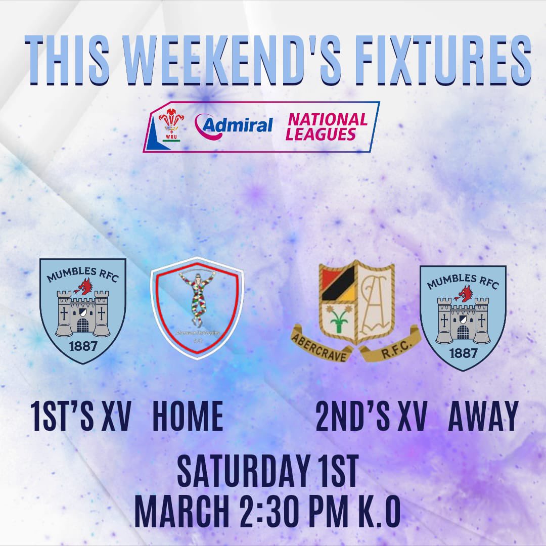 Mumbles_RFC's tweet photo. ๐ต WEEKEND FIXTURES ๐ต
Our First XV return to action looking to continue their fine run of form as they welcome Aberavon Quins RFC to Underhill Park.
Our Second XV will travel to Aberave RFC for their first fixture in a while.
#BlueBlood
#MightyMumbles https://t.co/iRDDa0AKJY