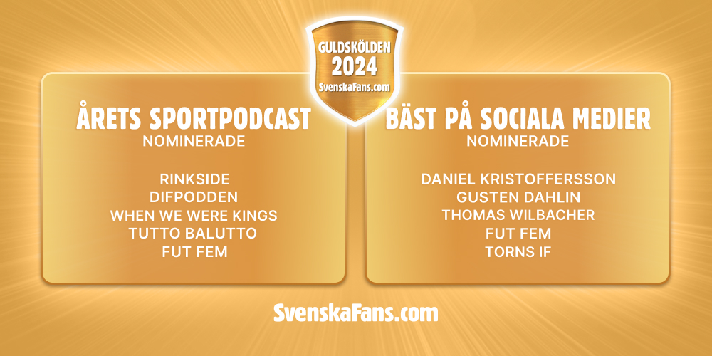 SvenskaFans.com (@svenskafans) on Twitter photo Nominerade Guldskölden 2024: Årets sportpodcast och Bäst på sociala medier
Och de nominerade är....
<a href="/rinksidepodd/">Rinkside</a> <a href="/DIFpodden/">DIFpodden</a> <a href="/ErikNiva/">Erik Niva</a> <a href="/andreassonhakan/">Håkan Andreasson</a> <a href="/TuttoBalutto/">TuttoBalutto</a> <a href="/futfempodcast/">FUT FEM PODCAST</a> <a href="/DKristoffersson/">Daniel Kristoffersson</a> <a href="/GustenDahlin/">Gusten Dahlin</a> <a href="/Wilbacher/">Thomas Wilbacher 💜</a> <a href="/TornsIF1965/">Torns IF</a>
Rösta här: svenskafans.com/fotboll/nomine… Nominerade Guldskölden 2024: Årets sportpodcast och Bäst på sociala medier
Och de nominerade är....
<a href="/rinksidepodd/">Rinkside</a> <a href="/DIFpodden/">DIFpodden</a> <a href="/ErikNiva/">Erik Niva</a> <a href="/andreassonhakan/">Håkan Andreasson</a> <a href="/TuttoBalutto/">TuttoBalutto</a> <a href="/futfempodcast/">FUT FEM PODCAST</a> <a href="/DKristoffersson/">Daniel Kristoffersson</a> <a href="/GustenDahlin/">Gusten Dahlin</a> <a href="/Wilbacher/">Thomas Wilbacher 💜</a> <a href="/TornsIF1965/">Torns IF</a>
Rösta här: svenskafans.com/fotboll/nomine…