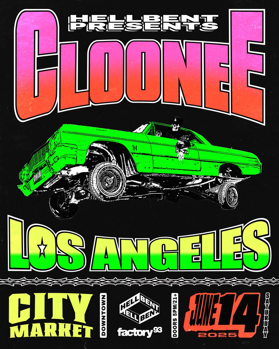 All roads lead to LA, Saturday June 14th 🗣️

Bringing the new Hellbent show to City Market Downtown for my largest headline event alongside some special guests. 

Sign up: cloonee.com/la

Presale: Friday, February 28th at 11AM PT

On Sale: Friday, February 28th at 2PM PT
