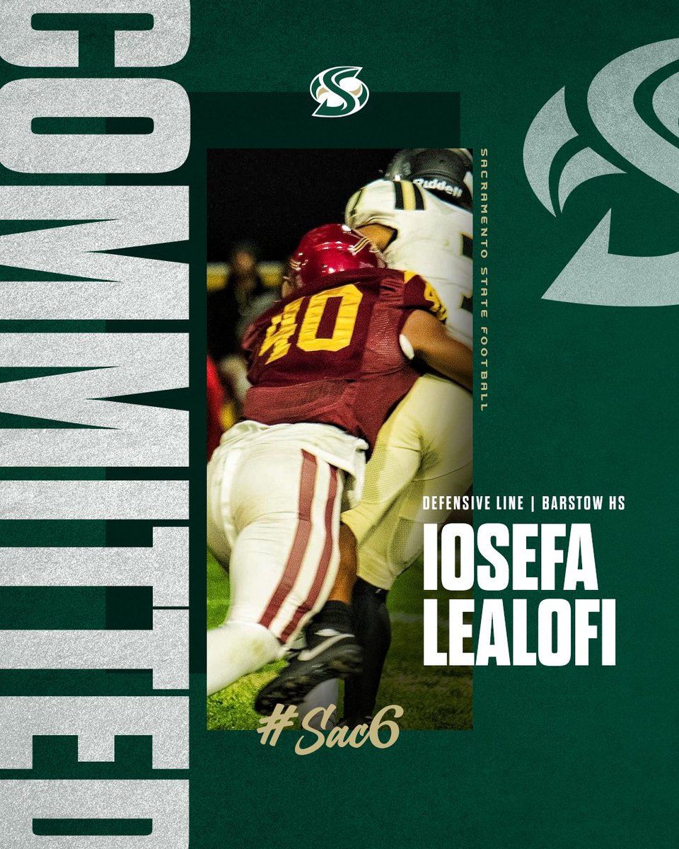Iosefa Lealofi (@sefa_lealofi) on Twitter photo First and foremost I want to thank God for this opportunity and second I want to thank Sacramento state and <a href="/BrennanMarion4/">Coach Marion</a> <a href="/CJPollard1/">C.J. Pollard</a> <a href="/SacHornetsFB/">Sac State Football</a> <a href="/CoachWeev_Goat/">Coach Weev</a> <a href="/Coach_Clay7/">Coach Clay</a> <a href="/BarstowFTBL/">Barstow Football</a> for believing in me 100% committed!!! #gogohornets🟢⚪️ First and foremost I want to thank God for this opportunity and second I want to thank Sacramento state and <a href="/BrennanMarion4/">Coach Marion</a> <a href="/CJPollard1/">C.J. Pollard</a> <a href="/SacHornetsFB/">Sac State Football</a> <a href="/CoachWeev_Goat/">Coach Weev</a> <a href="/Coach_Clay7/">Coach Clay</a> <a href="/BarstowFTBL/">Barstow Football</a> for believing in me 100% committed!!! #gogohornets🟢⚪️