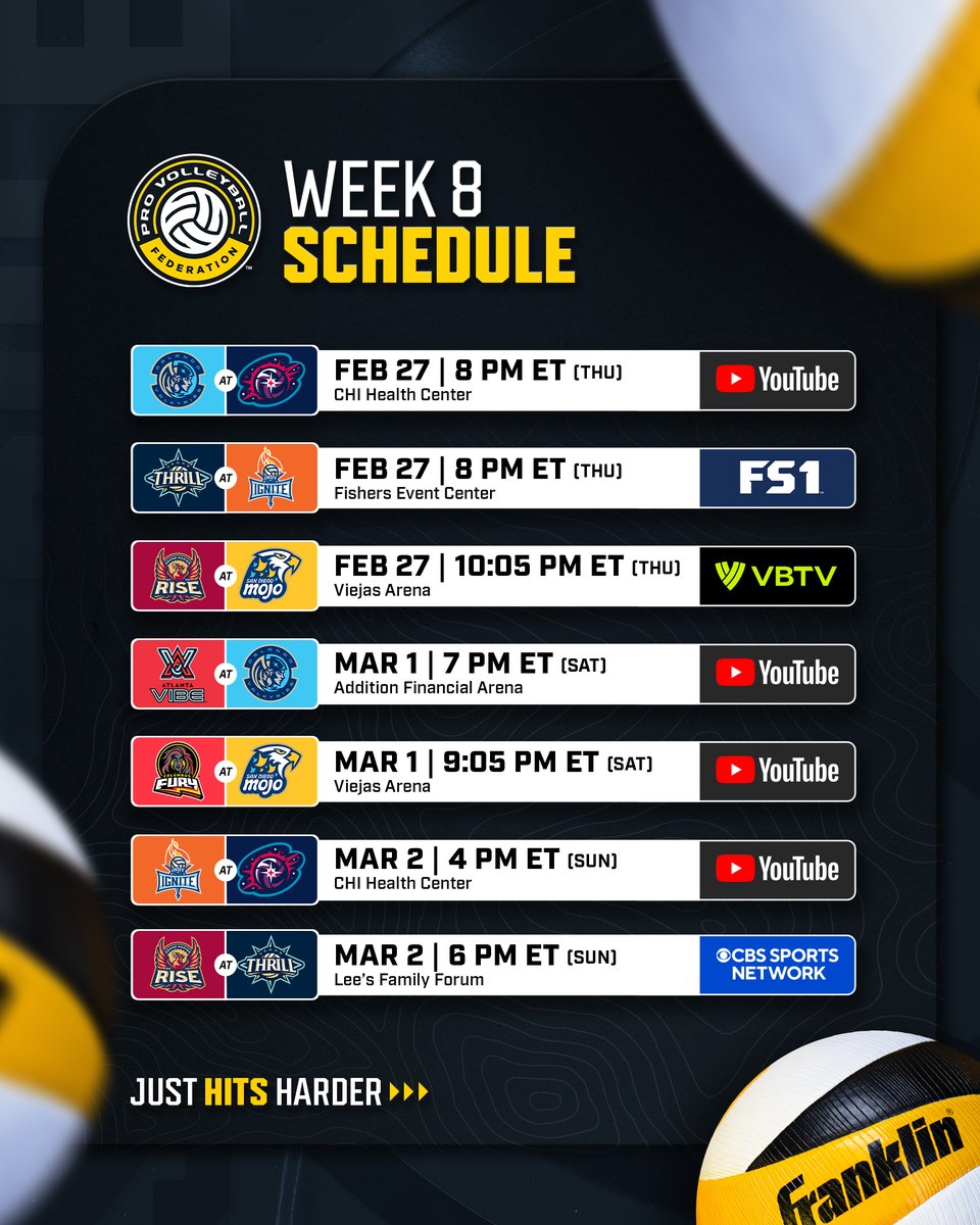 The week 🎱 schedule is here! What matchup are you most looking forward to? 👀