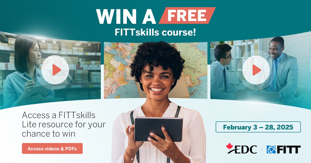 Watch, learn &amp; win with EDC x FITT Lite Learning video content! ▶️

Access FITTskills Lite resources now👉eu1.hubs.ly/H0h31K70

#FITTskills #ExportTraining #Giveaway #ProfessionalDevelopment