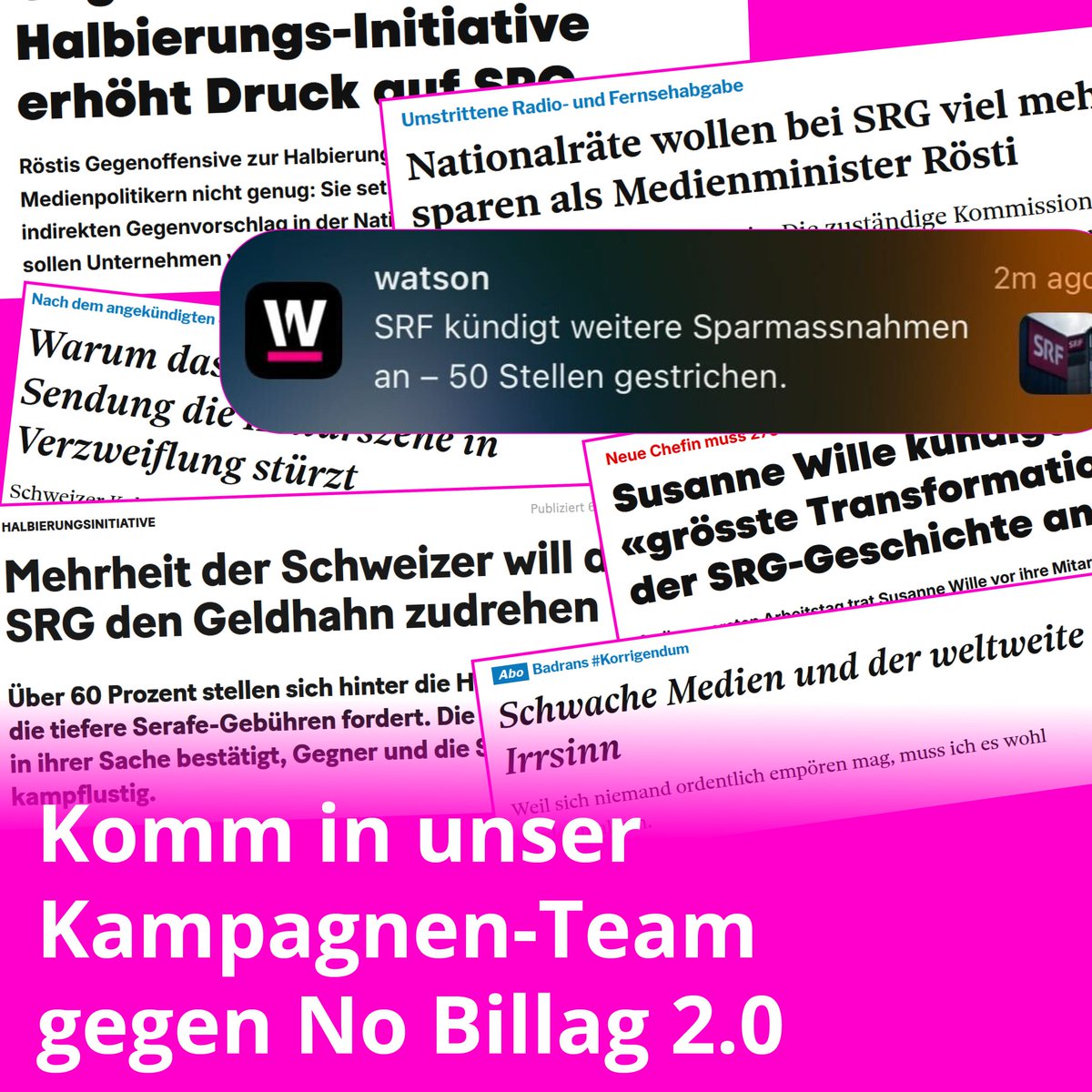 🧑🏻‍💻🤥🚩 Gegen Desinformation braucht's starke Medien, die SRG-Halbierungsinitiative aka No Billag 2.0 ist gefährlich.

💪 Wir halten dagegen – für eine starke Demokratie mit starken Medien. Am Freitag gründen wir in Zürich ein Kampagnenteam. Melde dich an: op-lib.ch/kickoff-no-bil…