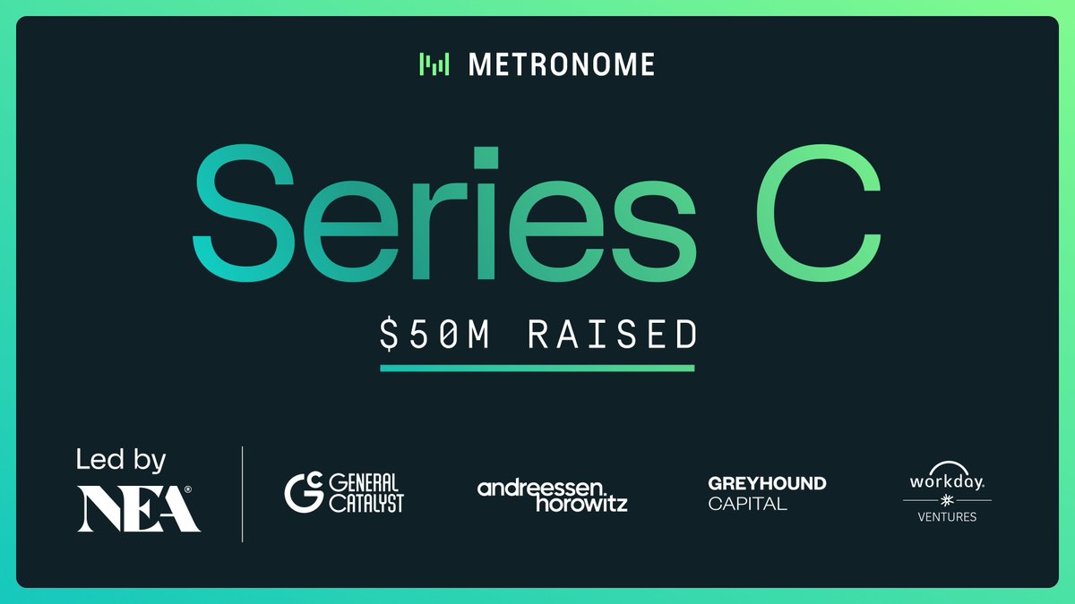 Metronome (@getmetronome) on Twitter photo Subscription-based pricing is out.
Usage-based pricing is quickly becoming the new norm.
🎉We just raised a $50M Series C, led by <a href="/NEA/">NEA</a> , with participation from <a href="/a16z/">a16z</a>, <a href="/greyhoundcap/">Greyhound Capital</a>, <a href="/generalcatalyst/">General Catalyst</a>, <a href="/ActivantCapital/">Activant Capital</a>, and <a href="/WorkdayVentures/">workdayventures</a>.
Today, we power billing for 150M+ Subscription-based pricing is out.
Usage-based pricing is quickly becoming the new norm.
🎉We just raised a $50M Series C, led by <a href="/NEA/">NEA</a> , with participation from <a href="/a16z/">a16z</a>, <a href="/greyhoundcap/">Greyhound Capital</a>, <a href="/generalcatalyst/">General Catalyst</a>, <a href="/ActivantCapital/">Activant Capital</a>, and <a href="/WorkdayVentures/">workdayventures</a>.
Today, we power billing for 150M+