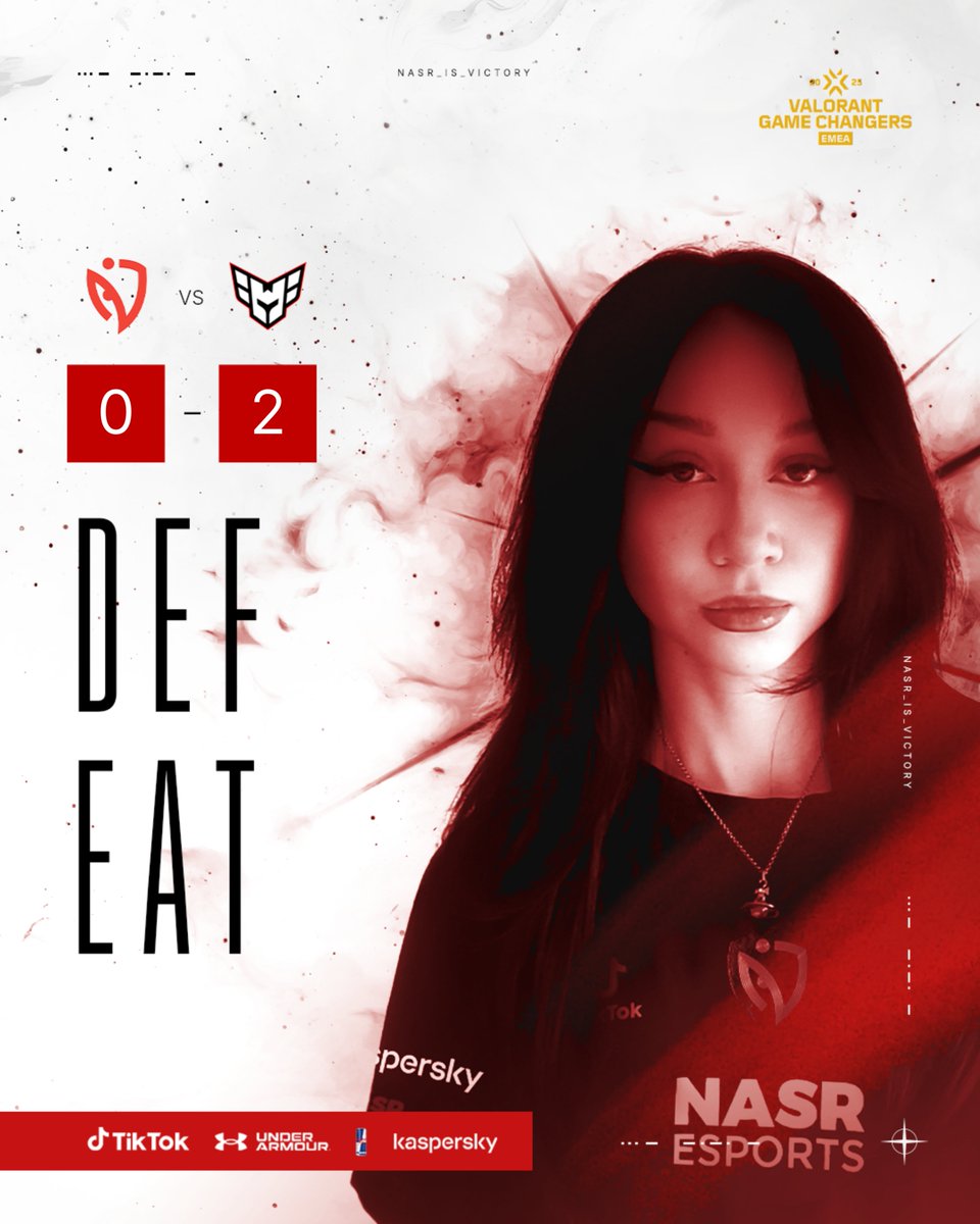 NasrEsports's tweet photo. A battle well fought, but we fall 0-2 to @heroicgg. The results may not be in our favor, but the fight within us remains strong. We keep pushing. ๐ดโซ
#NASREsports #NASRIgnite #Valorant #vctemea https://t.co/2btLw9a825