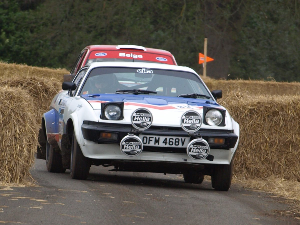 sgh38's tweet image. Triumph TR8 on stage at Race Retro #TR8 #Triumph #RaceRetro #Rally