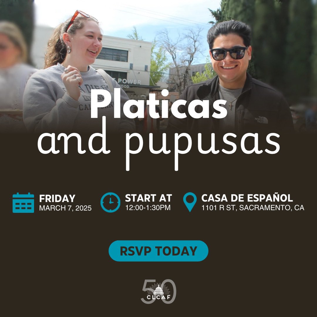 CA Latino Capitol Assn. Foundation (@clca_foundation) on Twitter photo Get ready for our annual meet and greet, Pláticas and Pupusas 🫓! Join us on March 7th, 12-1:30 PM at Casa De Español (<a href="/casa_de_espanol/">CASA de ESPAÑOL</a> ) to meet the 50th board and other CLCAF members!
Make sure to RSVP here: 🎉 forms.gle/tZ7EbSnyGDgiCr… Get ready for our annual meet and greet, Pláticas and Pupusas 🫓! Join us on March 7th, 12-1:30 PM at Casa De Español (<a href="/casa_de_espanol/">CASA de ESPAÑOL</a> ) to meet the 50th board and other CLCAF members!
Make sure to RSVP here: 🎉 forms.gle/tZ7EbSnyGDgiCr…