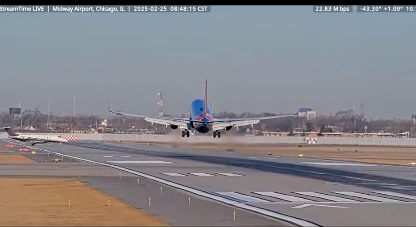 BREAKING: The FAA is investigating the *near collision* of a landing Southwest Airlines 737 and a Flexjet Challenger 350 that taxiied across the same runway "without authorization" at Chicago Midway Airport.