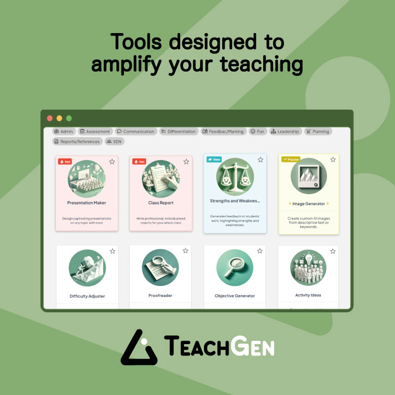 teachgen_ai's tweet image. 🚀 Amplify Your Teaching with TeachGen! 🚀

Teaching just got easier with TeachGen’s AI-powered tools! Try TeachGen today and experience the future of education! 🔥📚

#TeachGen #AIforEducation #AmplifyYourTeaching #EdTech