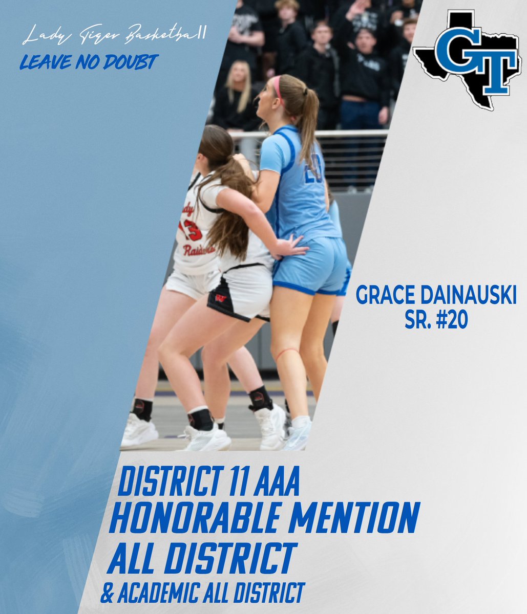 DISTRICT AWARDS--🐅💙

Sr. Grace Dainauski- Honorable Mention All District &amp; Academic All District

📸 Laci Bracewell