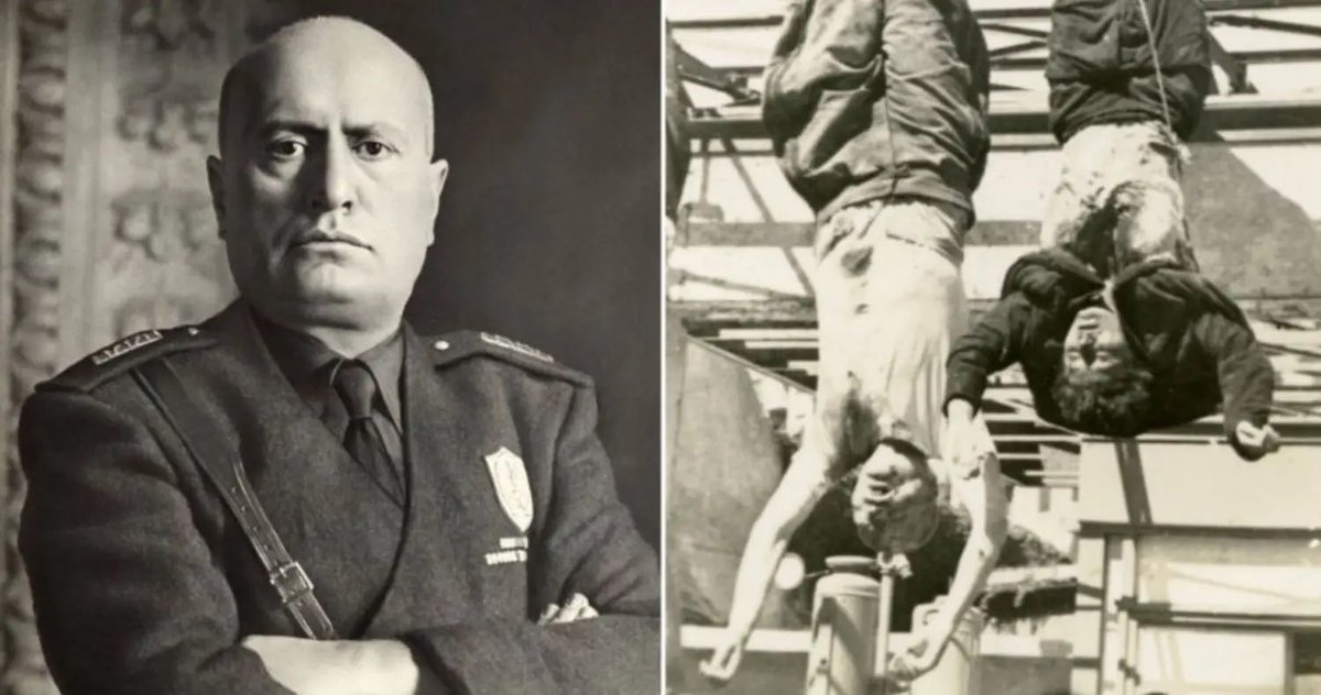 jimstewartson's tweet image. For no particular reason, I offer these before and after photos of Benito Mussolini.