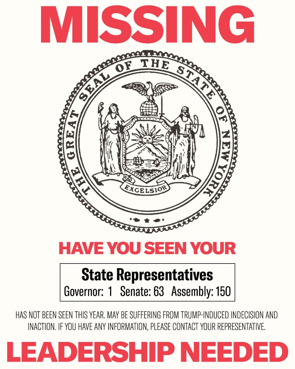 URGENT: Have you seen bold leadership from Albany in response to the Trump administration’s attacks on immigrants, trans people, free speech, and more?

Neither have we. Please call your representatives to inquire about #WhereIsAlbany?

nyclu.org/nyfightback