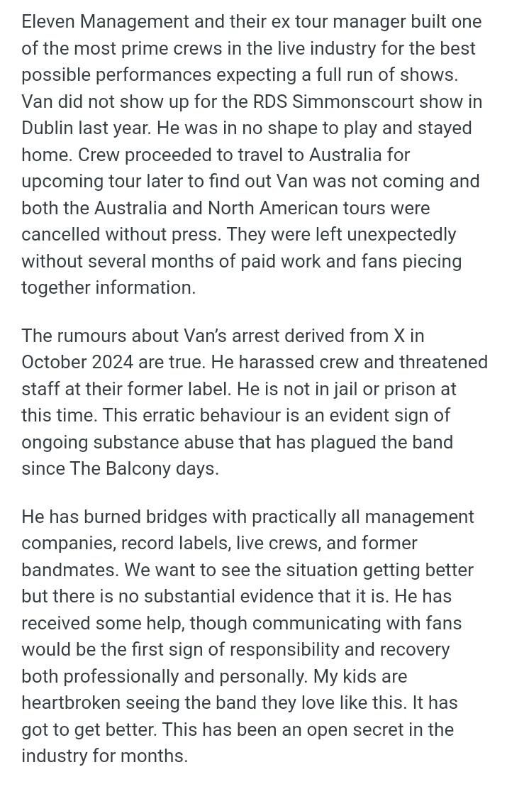 bottlemenbr's tweet image. Comentário no reddit sobre Van e a banda recentemente.