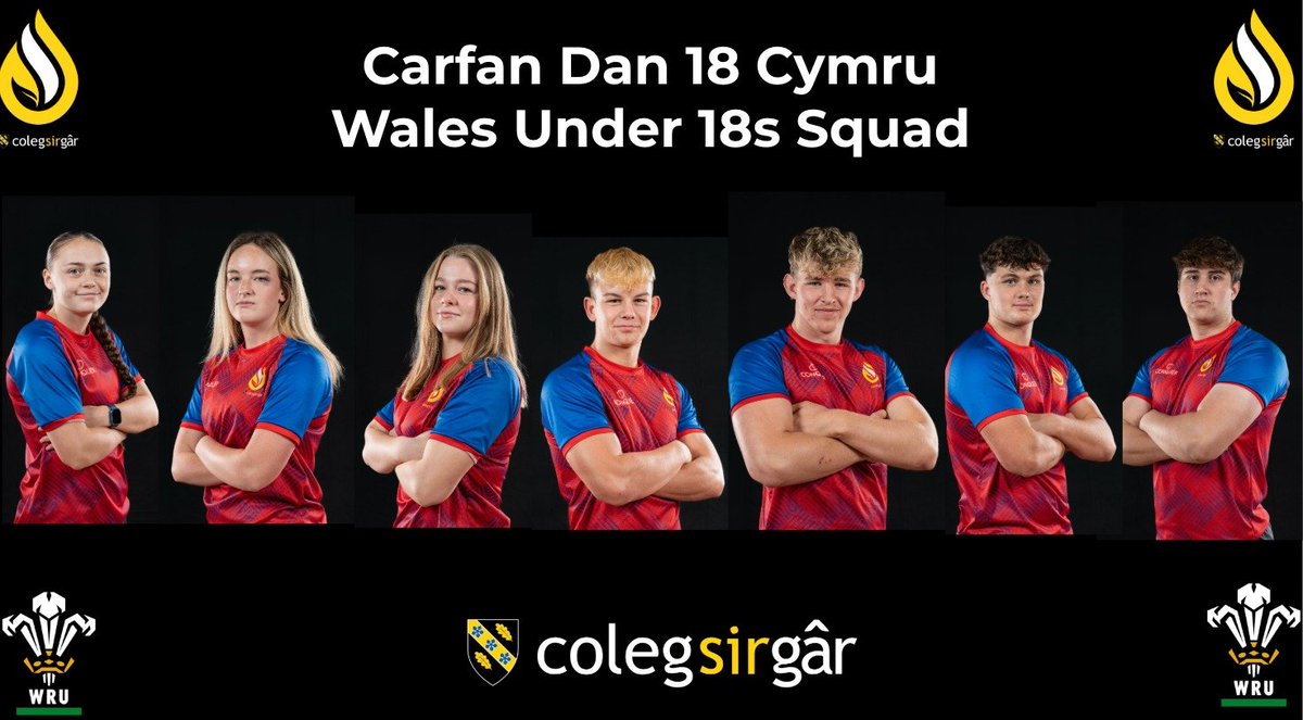 Llongyfarchiadau mawr i'r 4 bachgen a'r 3 merch o Academi Rygbi Coleg Sir Gâr sydd wedi'u dewis ar gyfer carfan Cymru dan 18! 🏉🔥 Mae gwaith caled yn talu'i ffordd—pob lwc i chi gyd!