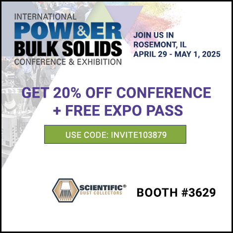 Scientific_Dust's tweet image. Join us at International Powder &amp;amp; Bulk Solids 2025 in booth #3629. Use our promo code INVITE103879 for 20% off conference pass + a free expo pass.  #powdershow