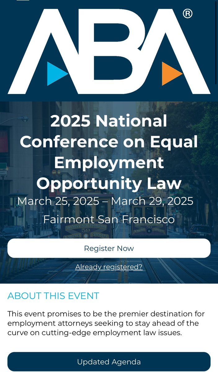 Zachary Busey (@zbusey) on Twitter photo Join agency leaders & employment law practitioners at the Fairmont Hotel in San Francisco for the #ABA L&E Law Section Midwinter Meeting – DEI, Whistleblowing, Generational Differences & AI Programs
Find <a href="/Baker_Donelson/">Baker Donelson</a>’s <a href="/AngieDa45888219/">Angie Davis</a> there!
events.americanbar.org/event/8191f29d… Join agency leaders & employment law practitioners at the Fairmont Hotel in San Francisco for the #ABA L&E Law Section Midwinter Meeting – DEI, Whistleblowing, Generational Differences & AI Programs
Find <a href="/Baker_Donelson/">Baker Donelson</a>’s <a href="/AngieDa45888219/">Angie Davis</a> there!
events.americanbar.org/event/8191f29d…