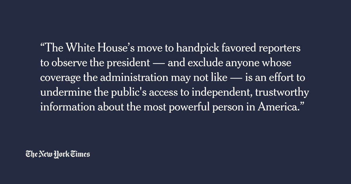 A statement from a spokesperson for The New York Times on White House press coverage: