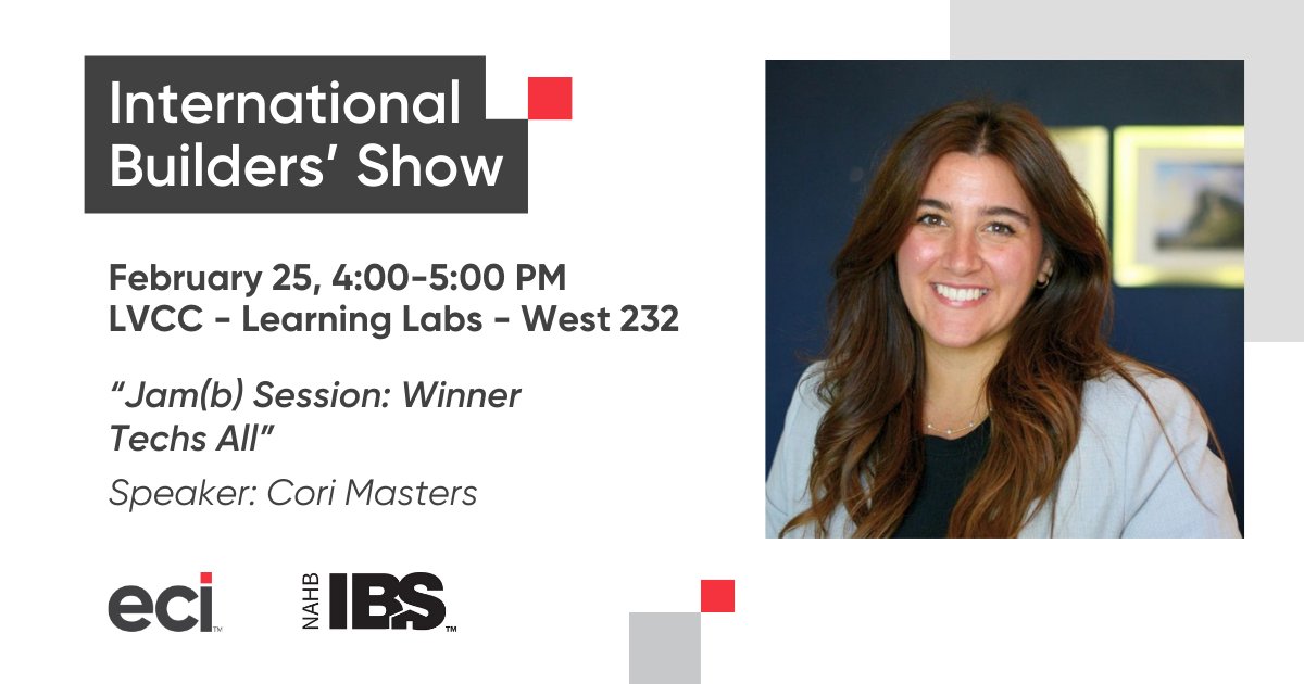 It's the first day of <a href="/IntlBldrsShow/">Builders' Show</a>. Are you ready for a Jam(b) Session? At 4 PM today, Cori Masters and other experts will talk about how they've embraced modern processes to achieve remarkable success.
ow.ly/JXg650UQIe4
#IBS2025 #OnlyAtIBS #Homebuilders