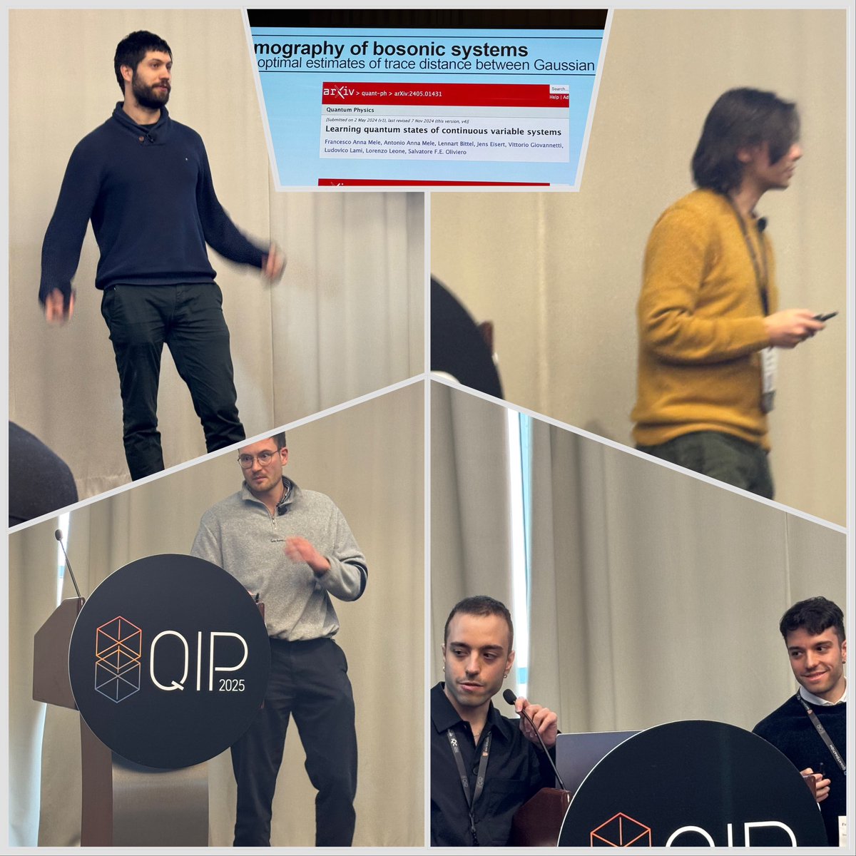 A great contributed afternoon session on learning and tomography at #QIP2025, featuring both of the <a href="/QuAntonioMele/">Antonio Anna Mele</a> and <a href="/FrancescoMeleAn/">Francesco Anna Mele</a> brothers.