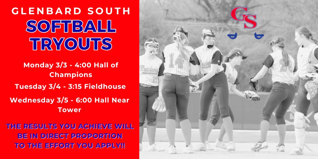 GS_Softball's tweet image. Glenbard South Softball Try outs!! It’s almost here!!