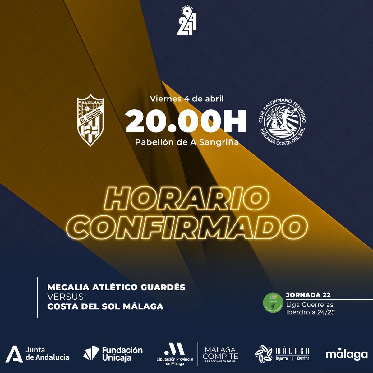 BMMalagaCosta's tweet photo. 🆕 ¡Nuestra visita al @Atlguardes_ofic será el #PartidoEstrella⭐️ de la jornada 22 de la @IberdrolaDHF!

#30AñosContigo

⚫️⚪️ #SomosPanteras https://t.co/hScuCbeNjr