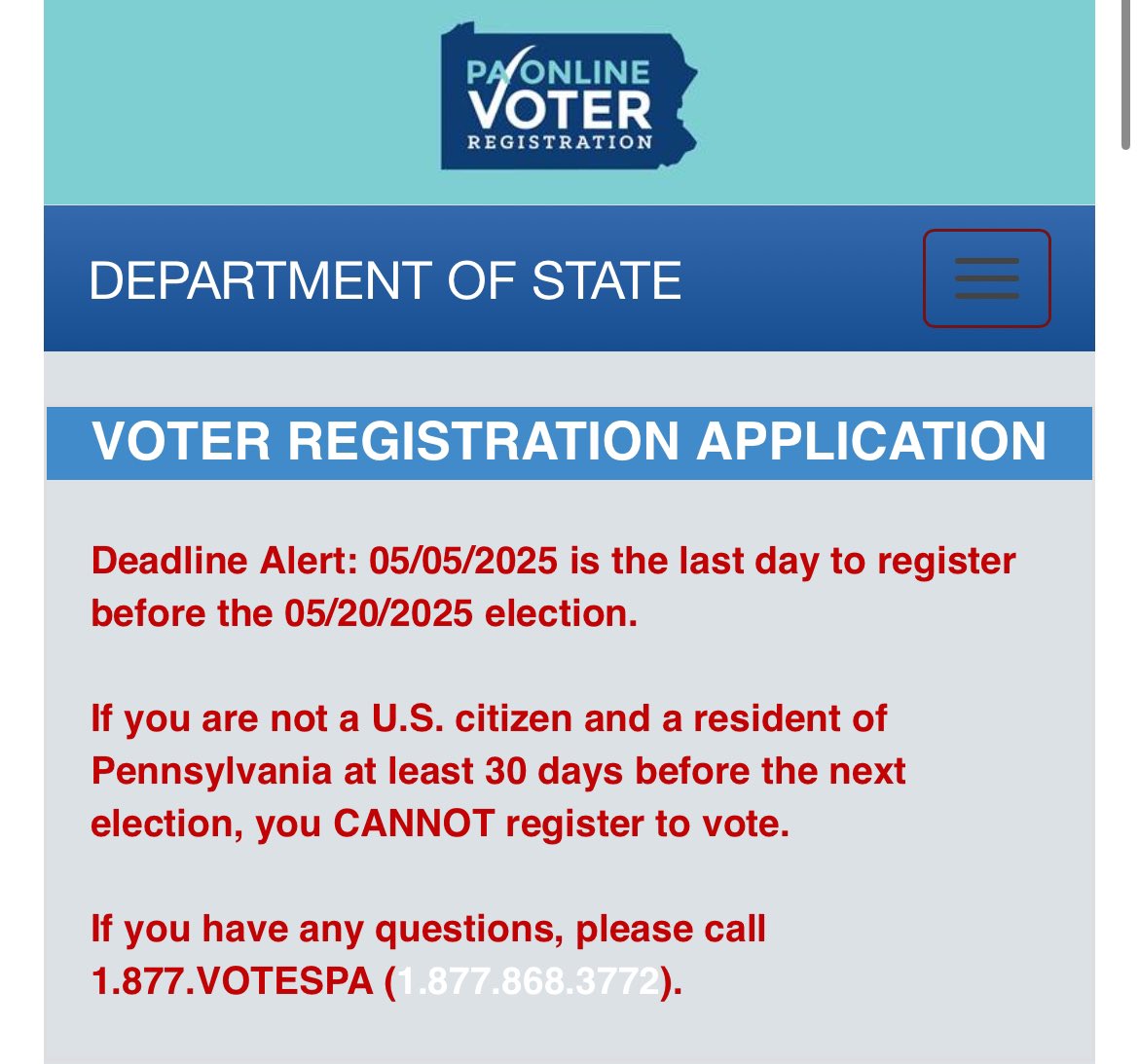 ScottPresler's tweet photo. You can register to vote online for Pennsylvania or change your party affiliation to Republican here: 

https://t.co/wkbMJLjBUb https://t.co/2InueGDk5e
