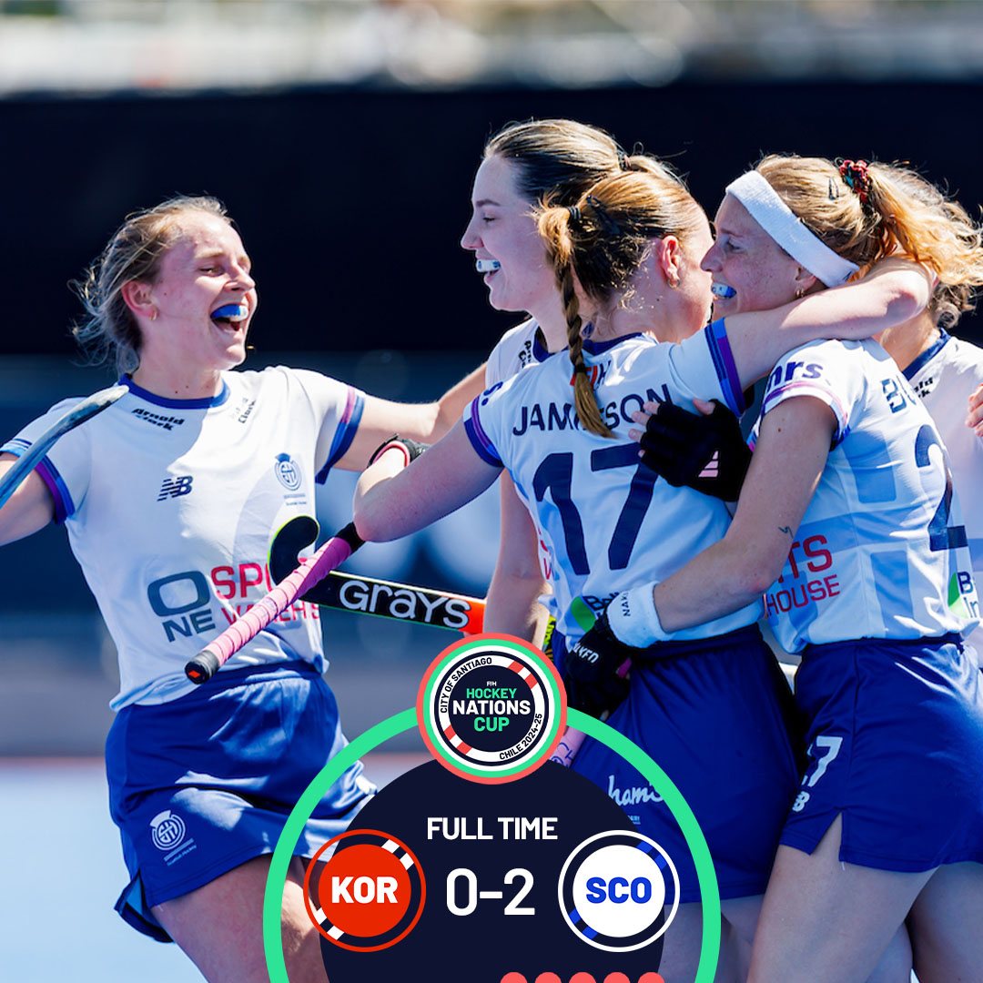 FIH_Hockey's tweet image. 𝐅𝐮𝐥𝐥 𝐓𝐢𝐦𝐞: 𝐊𝐨𝐫𝐞𝐚 𝟎-𝟐 𝐒𝐜𝐨𝐭𝐥𝐚𝐧𝐝

Scotland get on the board in Pool B as they defeat Korea through goals by Sarah Jamieson and Fiona Burnet to register 3 points and stay in the hunt for a semi-final spot.

#RiseToTheTop #FIHNationsCup

©️ FIH/WorldSportPics