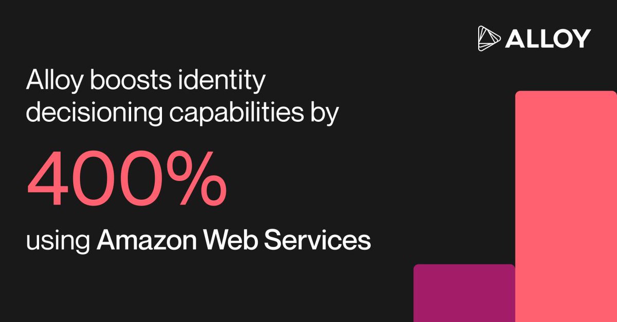 Alloy (@usealloy) on Twitter photo We've partnered with <a href="/AWS/">Amazon Web Services</a> since our inception to ensure our infrastructure scales alongside our business. Using AWS, Alloy can now decision on > 8 billion financial events per month. That means more customer conversions and less fraud risk for our clients. alloy.com/about/press/al… We've partnered with <a href="/AWS/">Amazon Web Services</a> since our inception to ensure our infrastructure scales alongside our business. Using AWS, Alloy can now decision on > 8 billion financial events per month. That means more customer conversions and less fraud risk for our clients. alloy.com/about/press/al…