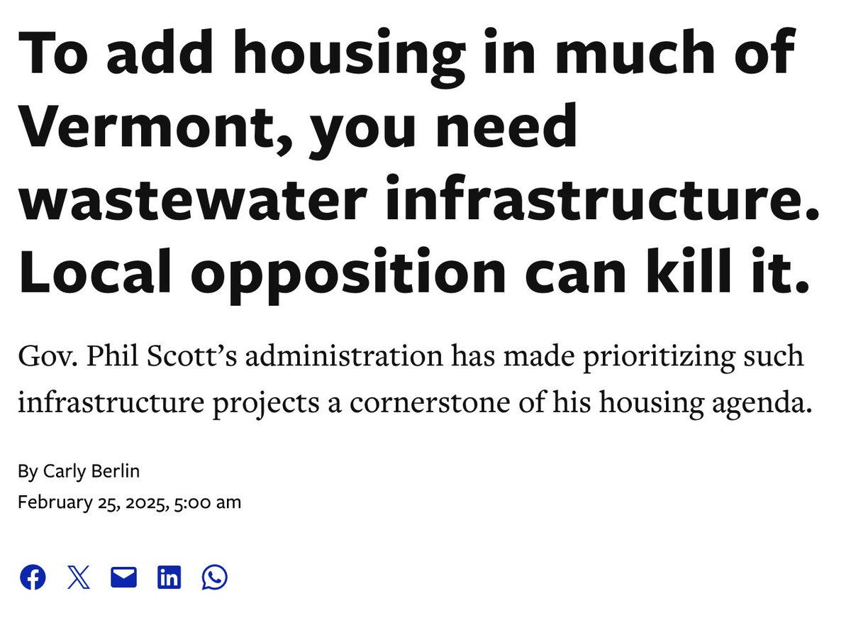GaryWinslett's tweet photo. Sometimes you just have to shake your head.
We’ve got towns in a declining state opposing modern wastewater infrastructure because they’re afraid that infrastructure might lead to more housing. That’s their level of opposition to new housing.
And hoo boy at some of the comments. https://t.co/iY1XloYt2b