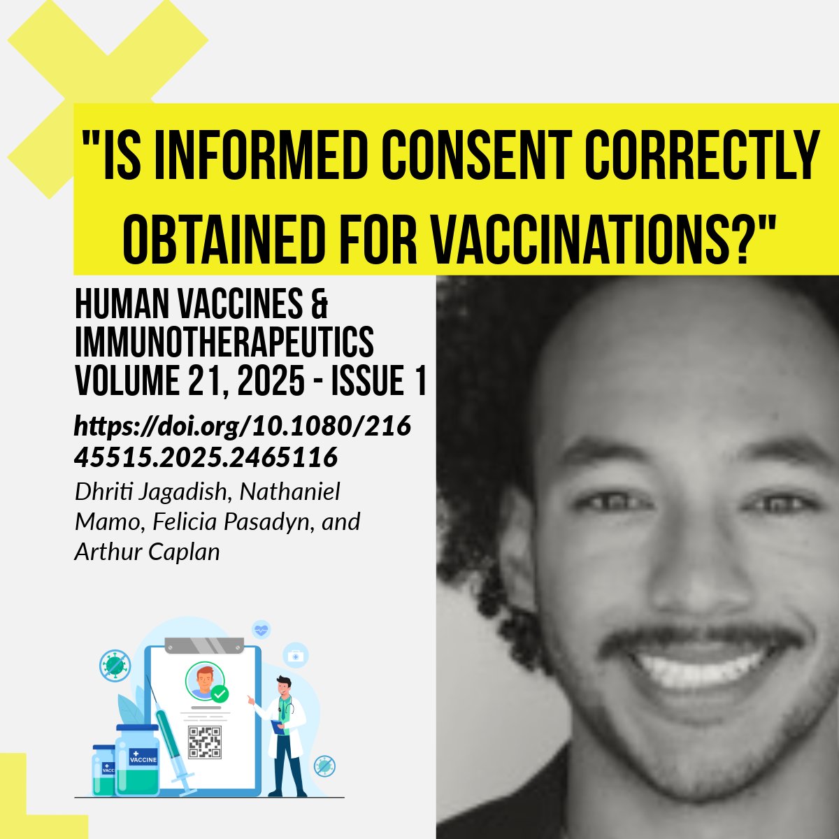 Proud of our Bioethics alum Nathaniel Mamo's new publication. His paper with co-authors is on informed consent in vaccinations! Research that improves patient #autonomy and public health communication. 
#Bioethics #vaccinations #vaccines #consent #informedconsent