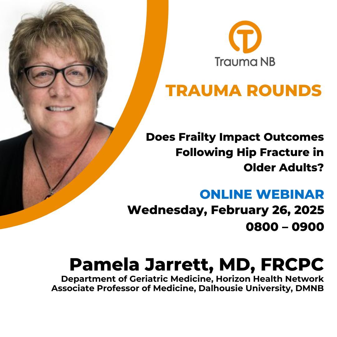 Join us February 26, 2025, 0800-0900 as Dr. Jarrett discusses frailty and outcomes following hip fracture in older adults.

Click the link in our bio to register!