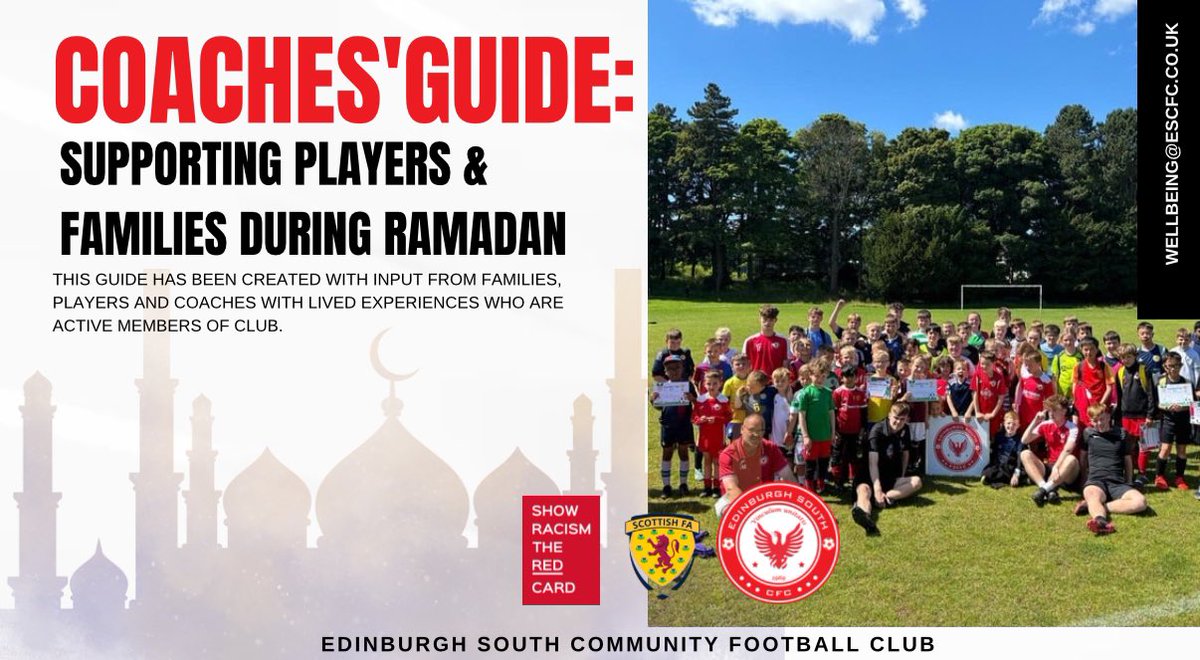 📢 New Resource Alert! 📢

We’re excited to share our “Coaches Guide to Supporting Players &amp; Families During Ramadan” 🌙⚽

Click here to view our guide: 
canva.com/design/DAGeXbk… 

#Ramadan #Community #Inclusion #EdinburghSouthCFC #showrasismtheredcard #SFA #scottishfootball