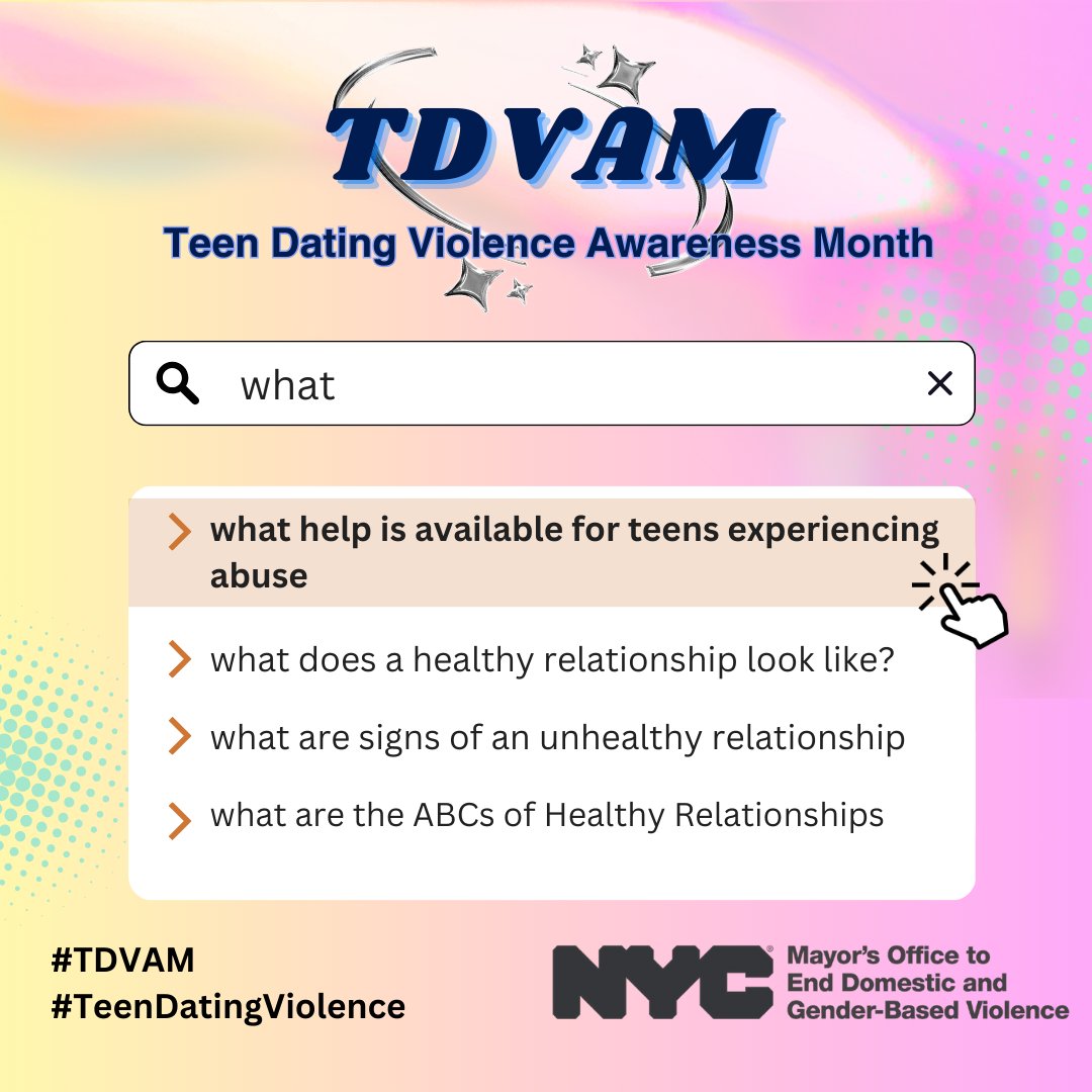 For help: 

- Call 311 or text 311-692 and ask to be connected to the nearest NYC Family Justice Center (FJC) 

- Visit the NYC FJC in the borough where you live or where you feel safest

- Tap the link in our bio for NYC HOPE DIRECTORY resources and support