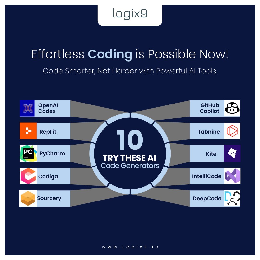 LogixNine's tweet image. Streamline development with AI tools like GitHub Copilot, OpenAI Codex, and more for smarter, faster coding.

Stay Tuned for More: logix9.io

#Logix9 #AICodeGeneration #CodeSmarter