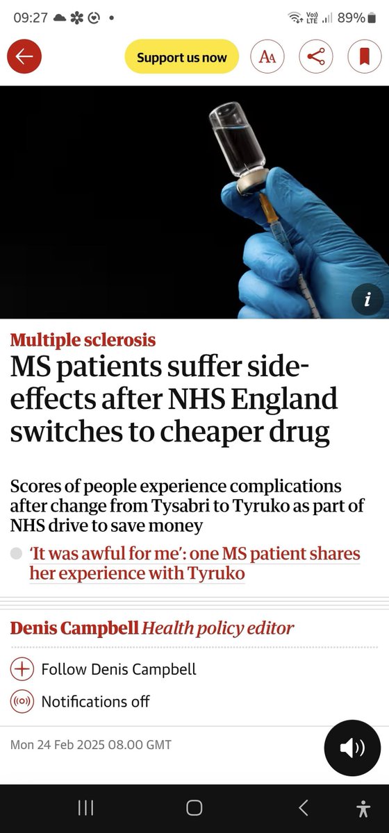 I know one of the unfortunate patients who has had their medication changed to tyruku and are fighting to get it changed.  Please re-tweet this  as we want all MS patients to complain if they are having problems after being switched to Tyruko  Perhaps NHS England will then listen
