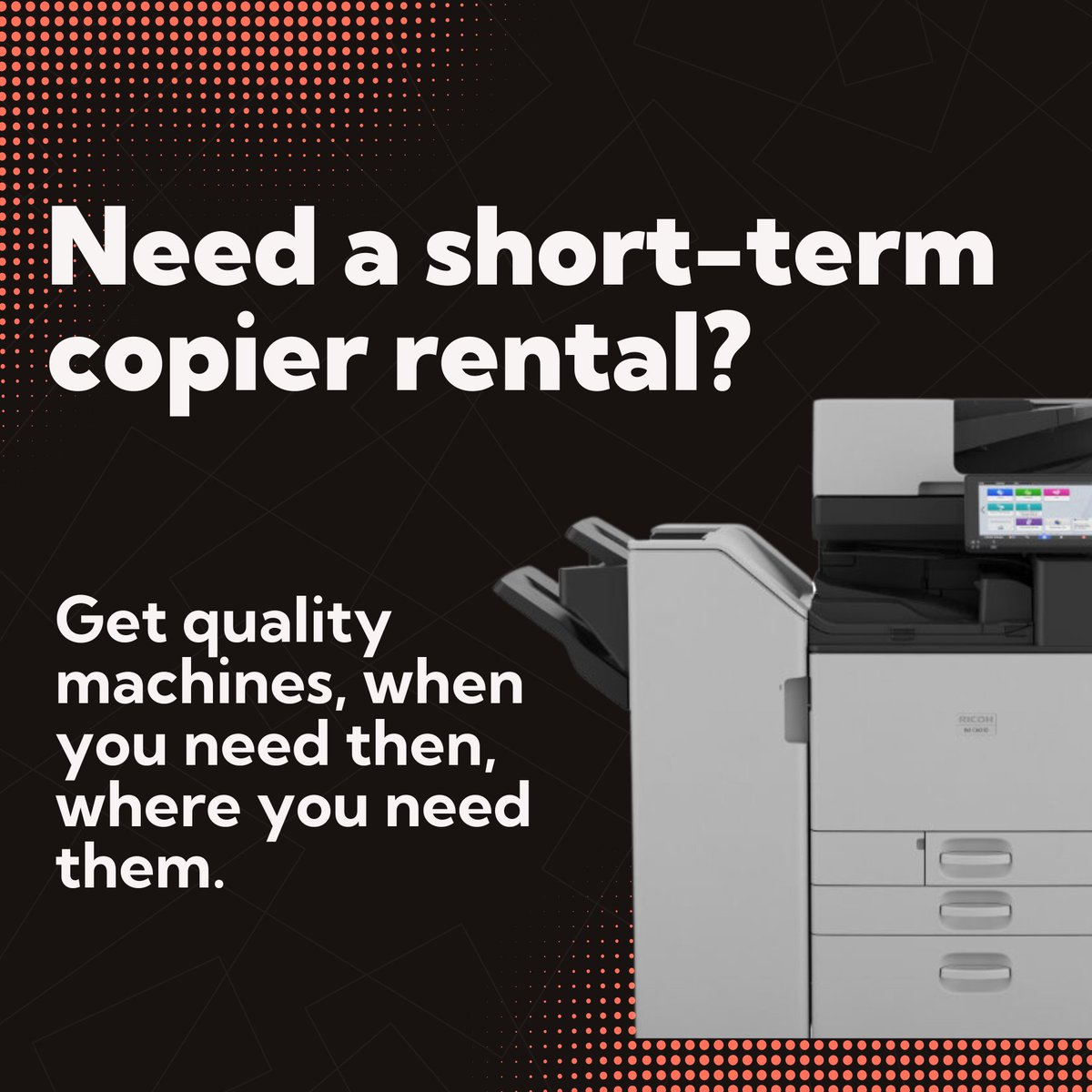 piftechnologies's tweet photo. Short-term copier and printers rentals tailored to your unique needs - Including free delivery &amp; pickup from a trusted local partner. #Ricoh #NH
https://t.co/r56MQ2y6W3 https://t.co/lpfqeI3tNP
