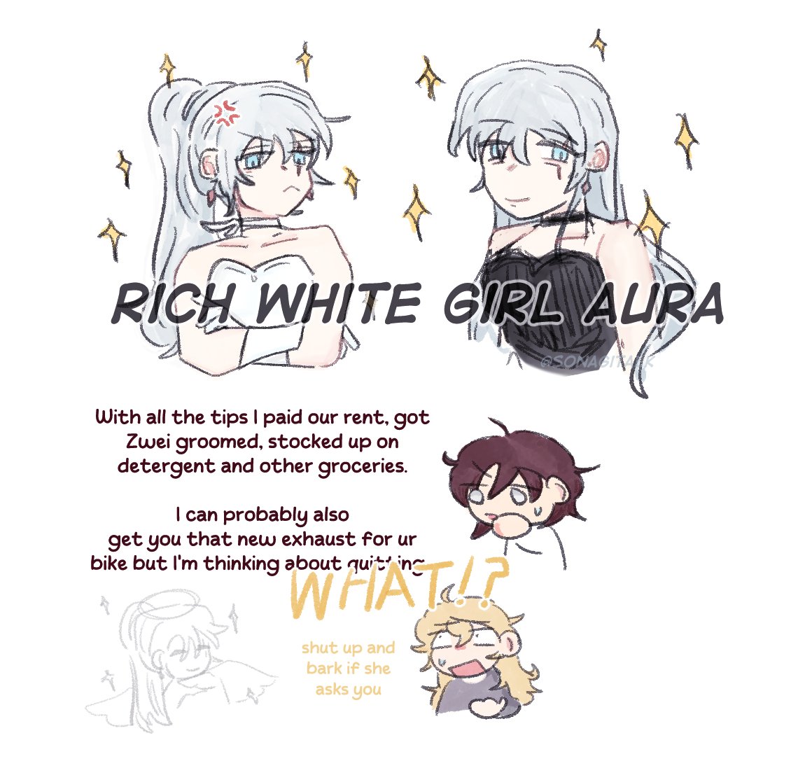 sonagitalk's tweet image. au where ruby works at fine dining but there&apos;s a really annoying regular
#rwby #whiterose